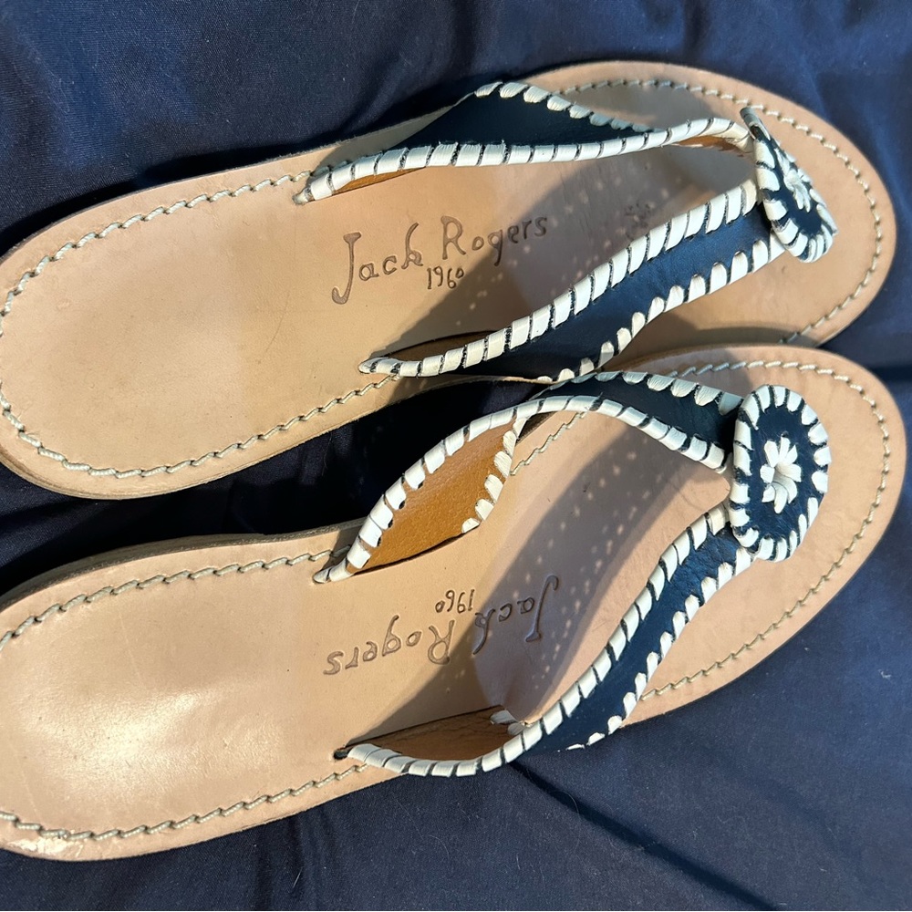 Navy and White Jack Roger Sandals size 7